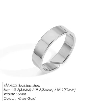 Emanco European Vintage Minimalist Open Ring for Men - 18K Gold Plated Stainless Steel