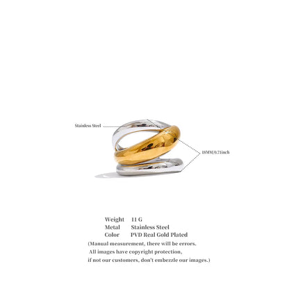JINYOU 308 Size 678 Wholesale Minimalist Hollow Spiral Ring - Gold Plated Stainless Steel Two-Tone Design for Everyday Wear