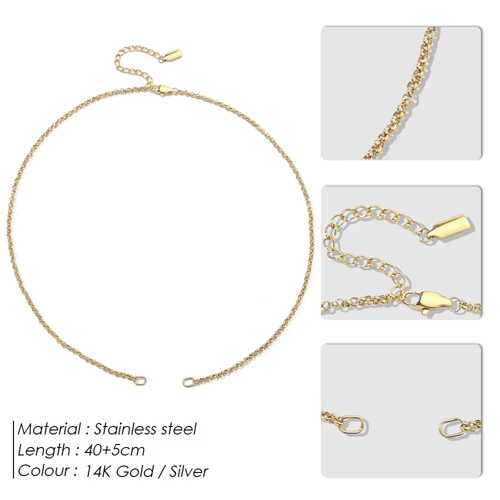 Emanco Gold Plated Stainless Steel Classic Paperclip Chain Link Necklace with Spring Loaded Connector for DIY Jewelry Enhancement