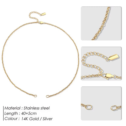 Emanco Gold Plated Stainless Steel Classic Paperclip Chain Link Necklace with Spring Loaded Connector for DIY Jewelry Enhancement
