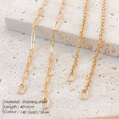 Emanco Gold Plated Stainless Steel Classic Paperclip Chain Link Necklace with Spring Loaded Connector for DIY Jewelry Enhancement
