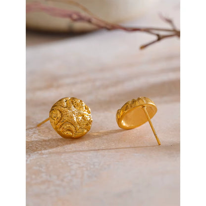 JINYOU 3429 Summer Stainless Steel Golden Waterproof Starfish Round Stud Earrings for Women