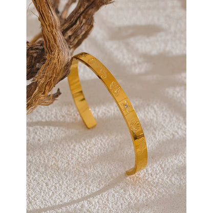 JINYOU 4060 Women's Waterproof 18K Gold Plated Stainless Steel Open Bracelet - Ocean Element Fashion for Summer