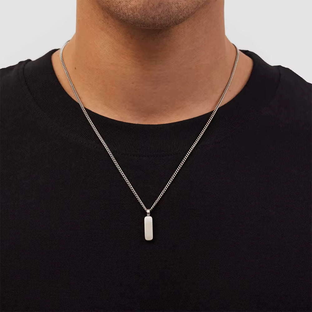 Emanco Men's Minimalist Pendant Necklace with 18K Gold-Plated Stainless Steel Cuban Chain