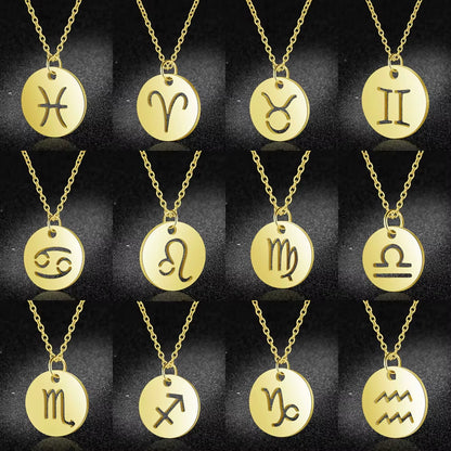 Women’s Stainless Steel Zodiac Sign Constellation Pendant Necklace - New Arrival Jewelry