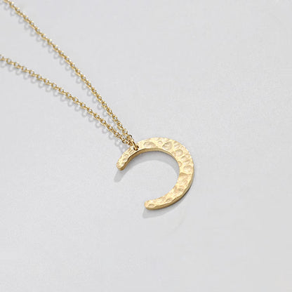 Emanco Elegant 316 Stainless Steel European Design Gold Women's Moon Crescent U-Shaped Pendant Necklace