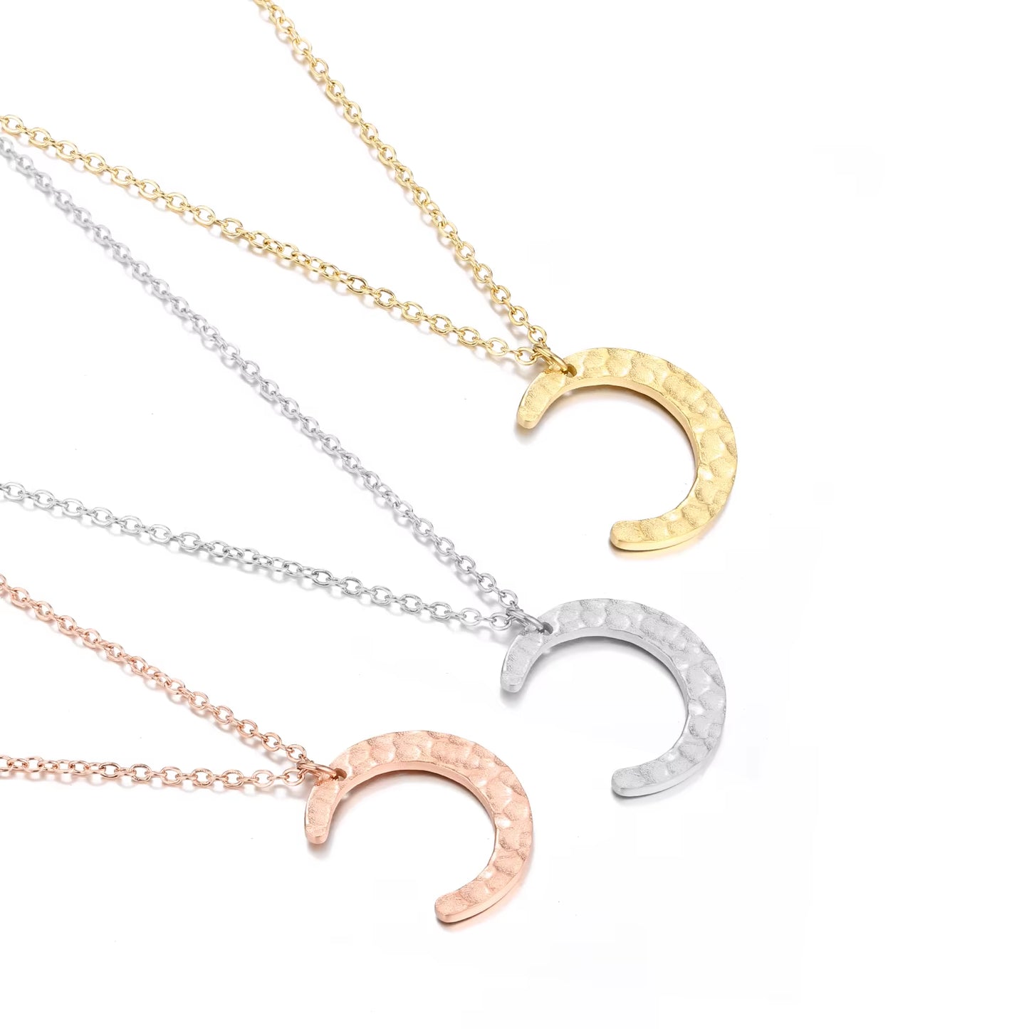 Emanco Gold Plated Stainless Steel Minimalist Half Moon Pendant Necklace for Women