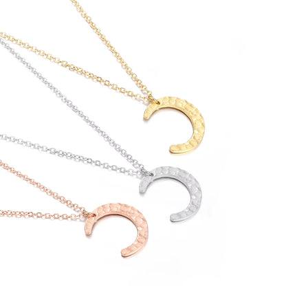 Emanco Gold Plated Stainless Steel Minimalist Half Moon Pendant Necklace for Women