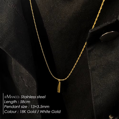 Emanco Men's Waterproof 18K Gold Plated Minimalist Pendant Necklace with Stainless Steel Wire Chain Link