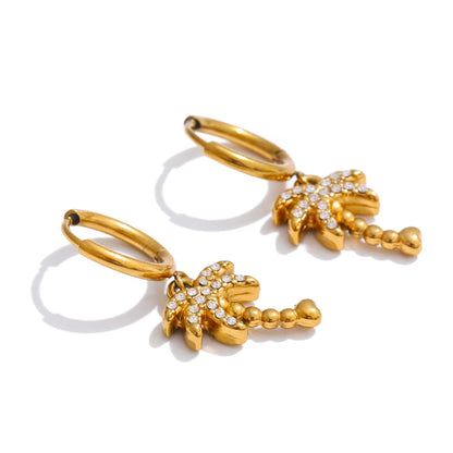 JINYOU YH1347A Custom Hypoallergenic Diamond Starfish and Crab Dangle Hoop Earrings
