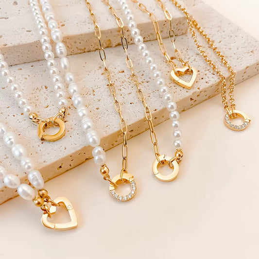 Emanco Gold Plated Stainless Steel Classic Paperclip Chain Link Necklace with Spring Loaded Connector for DIY Jewelry Enhancement