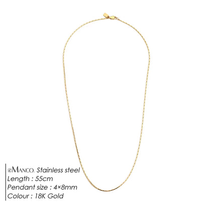 Emanco Men's Waterproof 18K Gold Plated Minimalist Pendant Necklace with Stainless Steel Wire Chain Link