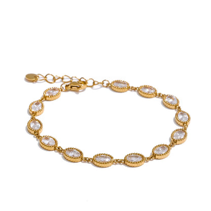 JINYOU 4935 Women's Stainless Steel Zircon Jewelry Set: Chain Bracelet and Drop Earrings Gift