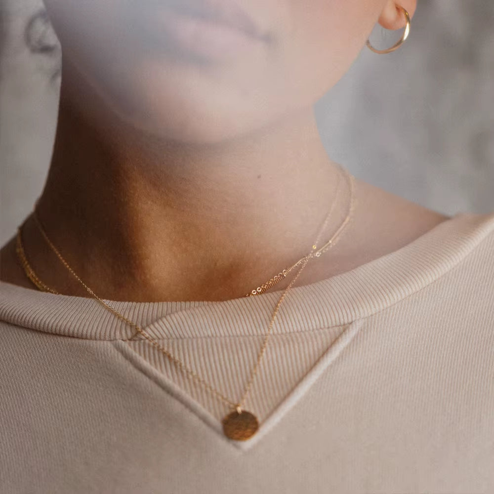 14K Gold Plated Stainless Steel Pendant Choker Necklace Set with Contemporary Designs