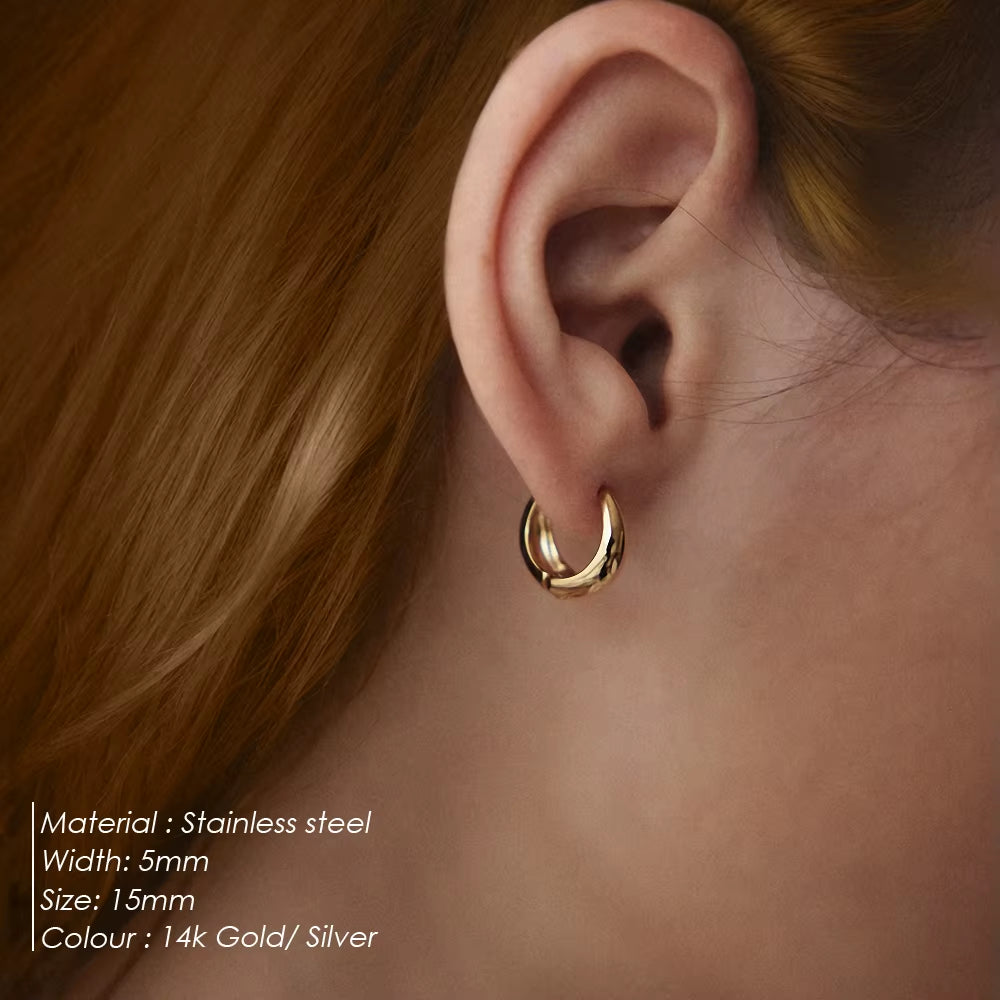 Custom Wholesale Dainty 18K Gold Plated Stainless Steel Small Hoop Earrings for Women