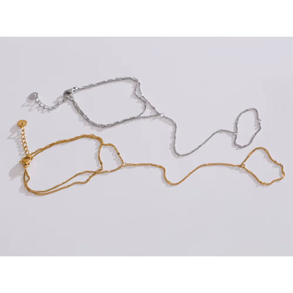 JINYOU 4547 Zircon Bead Chain Bracelet - PVD 16K Gold Plated Stainless Steel Finger Bracelet for Women