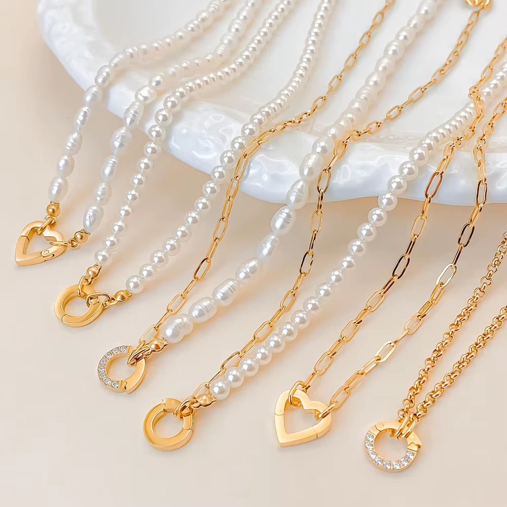 Emanco Gold Plated Stainless Steel Classic Paperclip Chain Link Necklace with Spring Loaded Connector for DIY Jewelry Enhancement