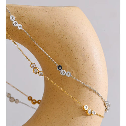 JINYOU 2932 Minimalist Zirconium Chain Necklace - Water-Resistant Stainless Steel Gold-Plated Accessory for Women's Everyday Wear