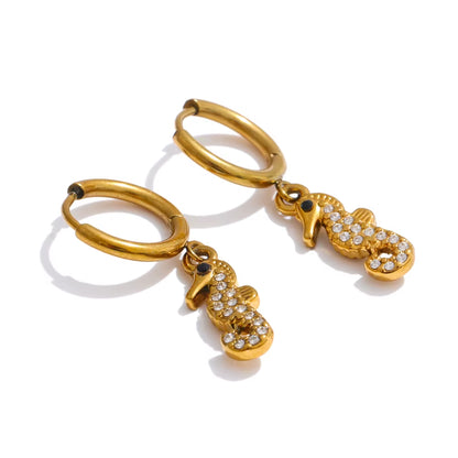 JINYOU YH1347A Custom Hypoallergenic Diamond Starfish and Crab Dangle Hoop Earrings