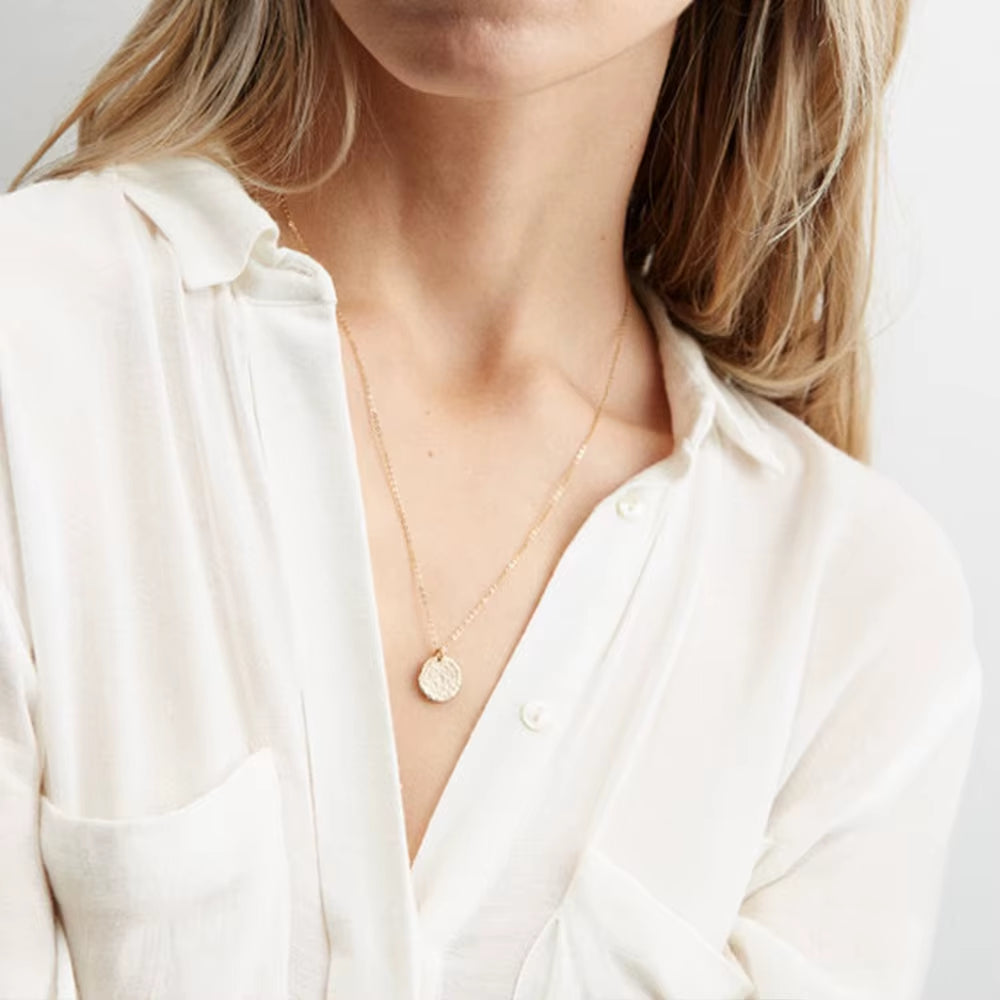 14K Gold Plated Layered Disk and Bar Pendant Necklace for Women by Emanco